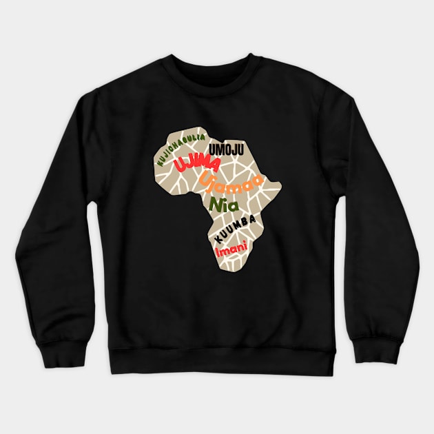 Kwanzaa African Continent Map  ( brown) Crewneck Sweatshirt by H.E.R.  World 